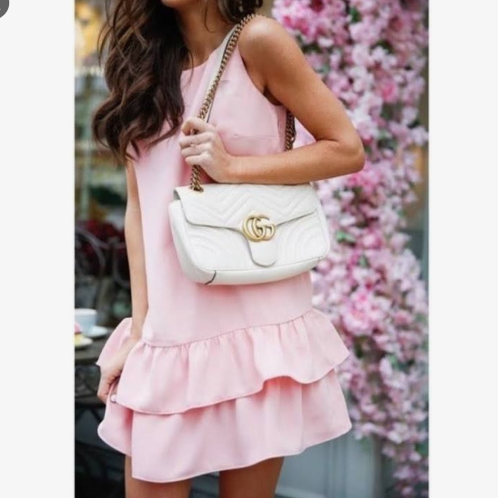 NWOT Loft pink ruffle dress size 10